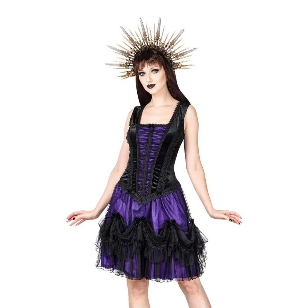 Sinister - 1277 Mini jurk - Zwart/Paars